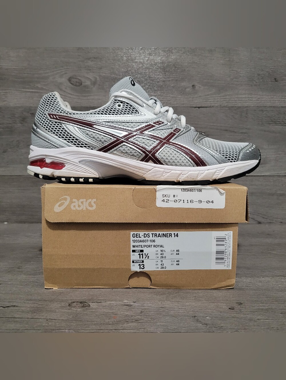 Asics Gel-DS Trainer 14 Mens Size 11.5 white port royal 1203A607-106